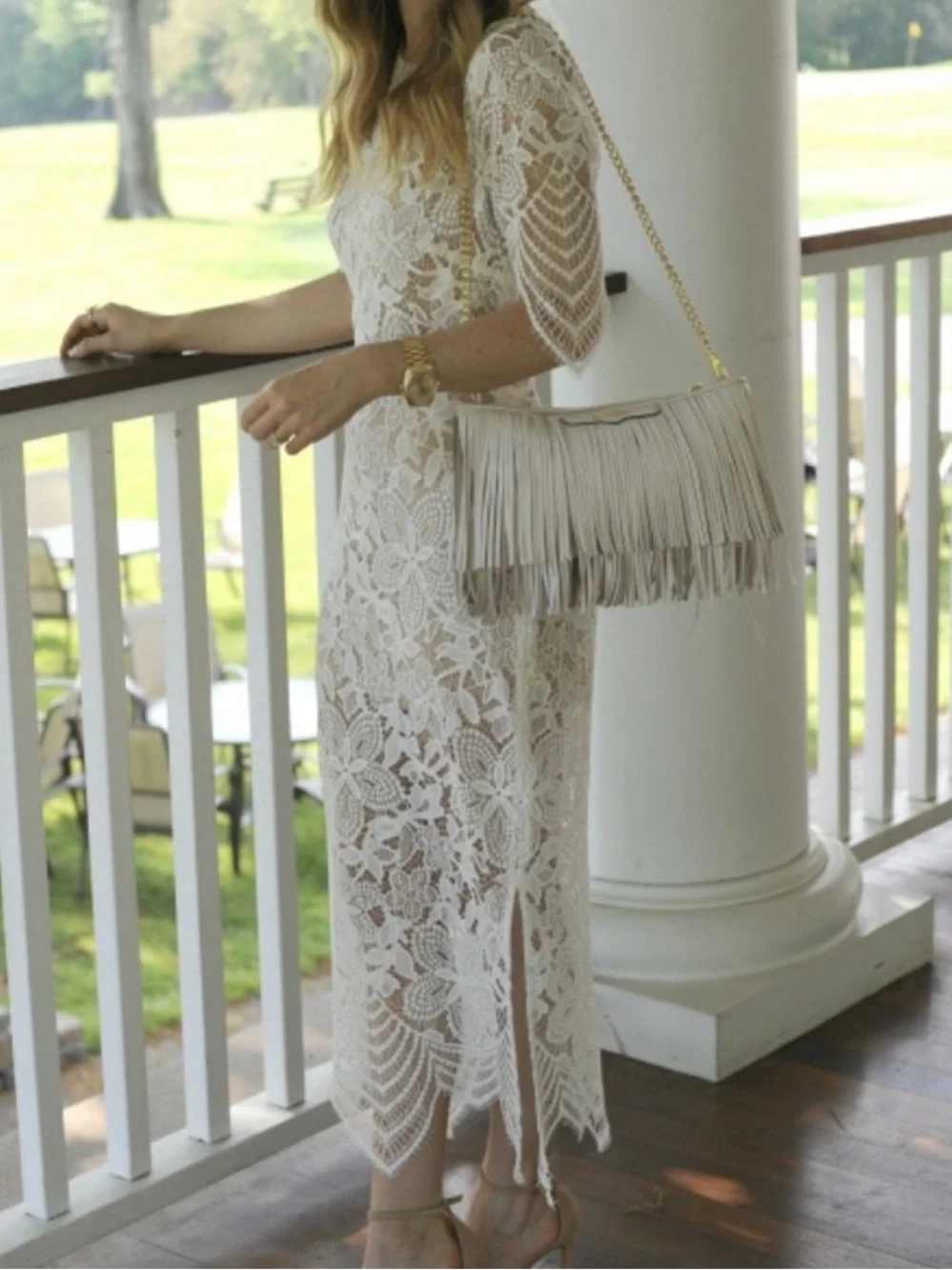For Love And Lemons White Floral Lace Midi Dress - Picture 5 of 8